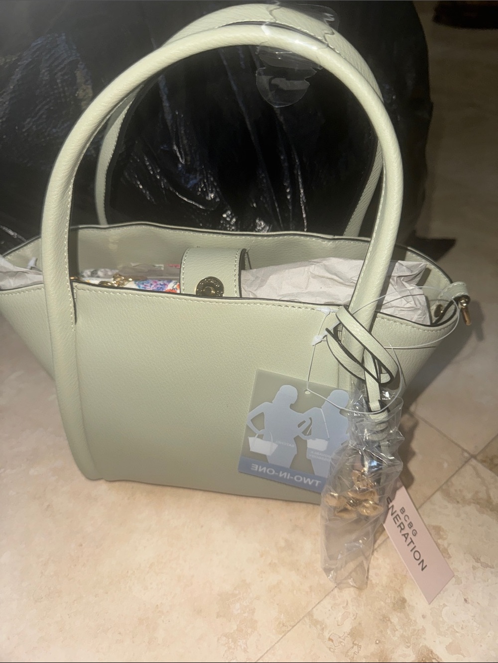 Structured Tote Handbag in Light Mint Green